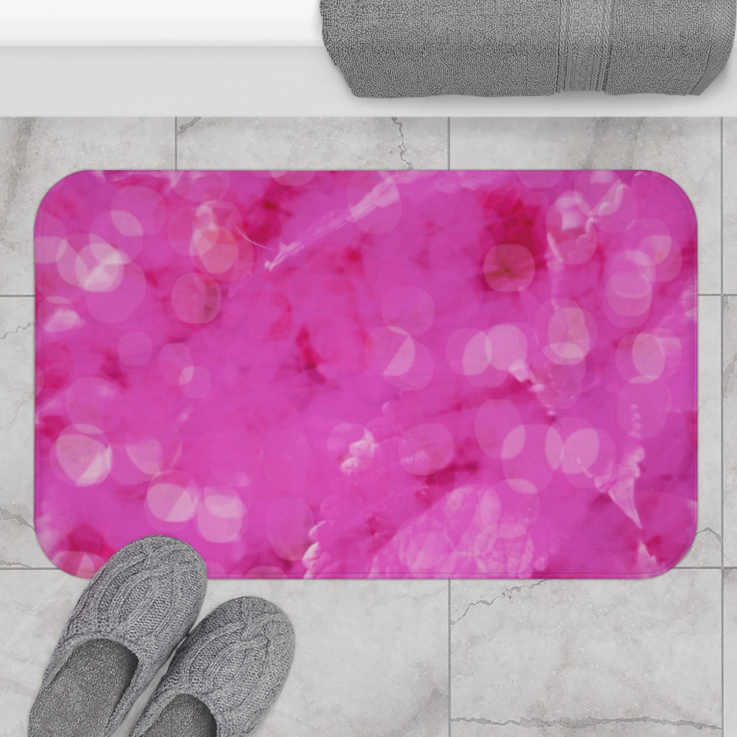 Jubilee: (34"x21") Vibrant Pink Bathmat - Soft, Absorbent, Non-Slip | Ideal for Gifts, Bathroom Decor, Relaxing Spaces, Holiday Home, Cozy Atmosphere