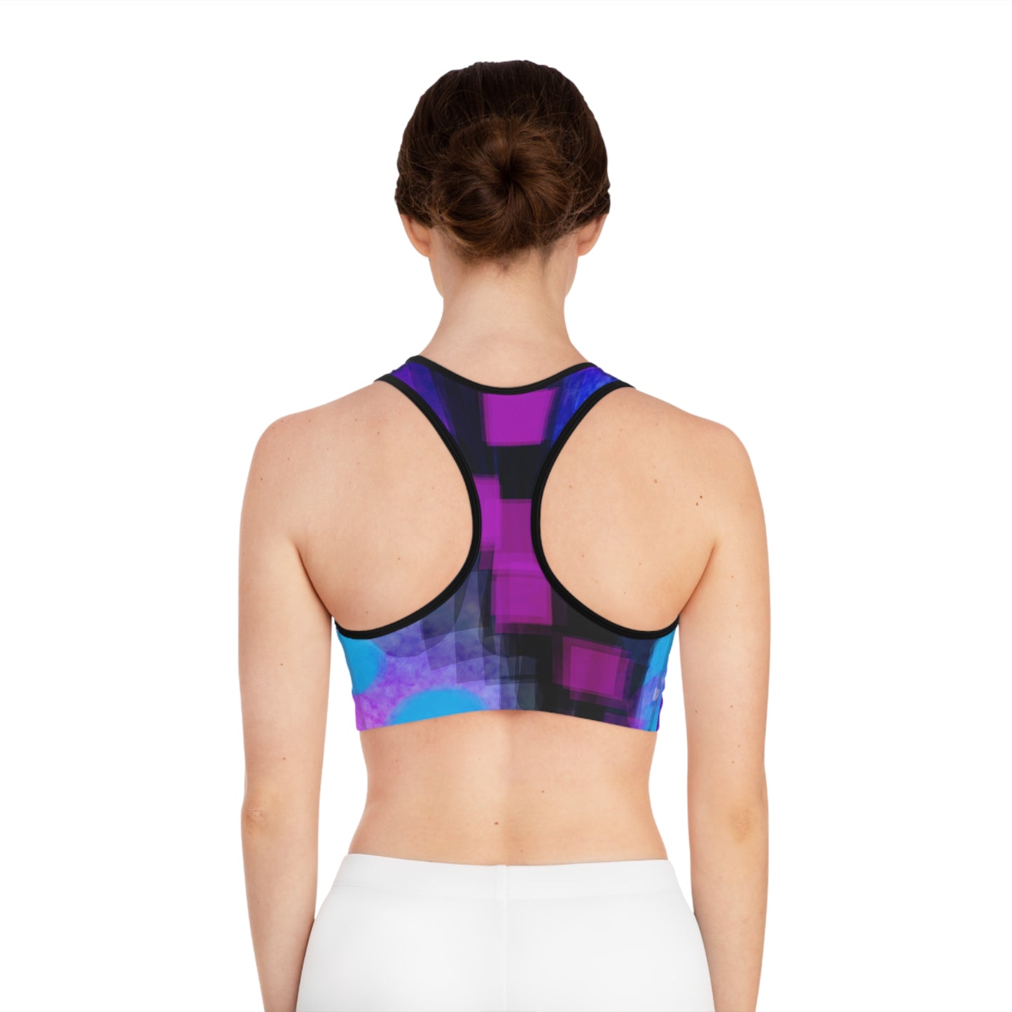 Take Care II: BLK Trim Vibrant Abstract Sports Bra - Ideal for Fitness Lovers