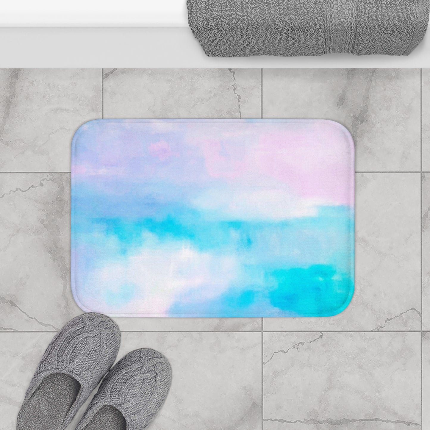 Pastel Song: (24"x17") Dreamy Pastel Bathmat - Soft Vibes Area Rug for Bathroom Decor, Home Spa, Boho Chic, Gift for Newlyweds, Housewarming