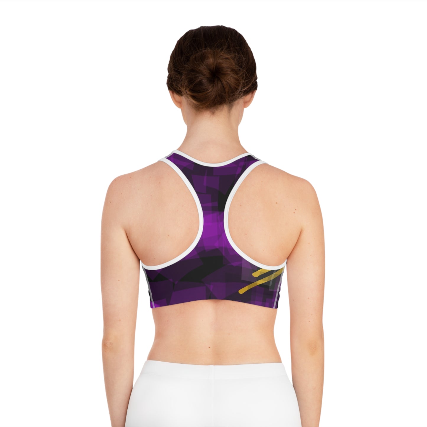 Nice!: WH Trim; Stylish Purple Abstract Sports Bra - Activewear for Fitness Enthusiasts