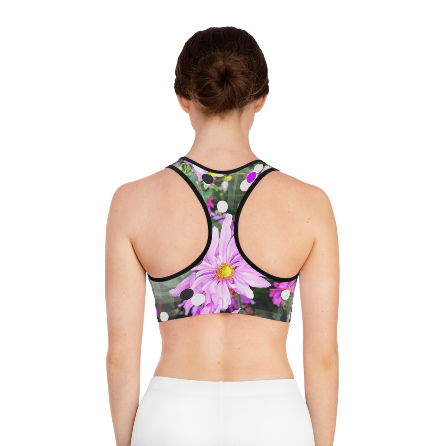 Pink Daisies: Floral Sports Bra, Dance Top, Workout Gear, Activewear, Summer Fitness Apparel, Gift for Her