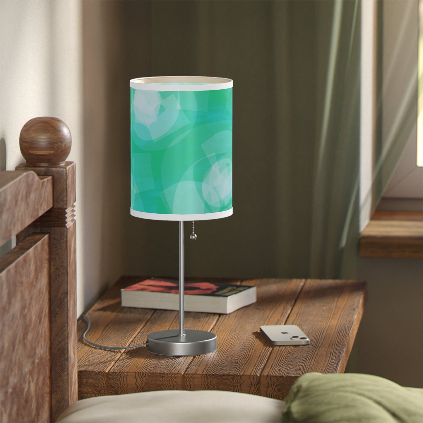 Sharona: WH Trim; Modern Table Lamp with Turquoise Design - Perfect for Home Decor
