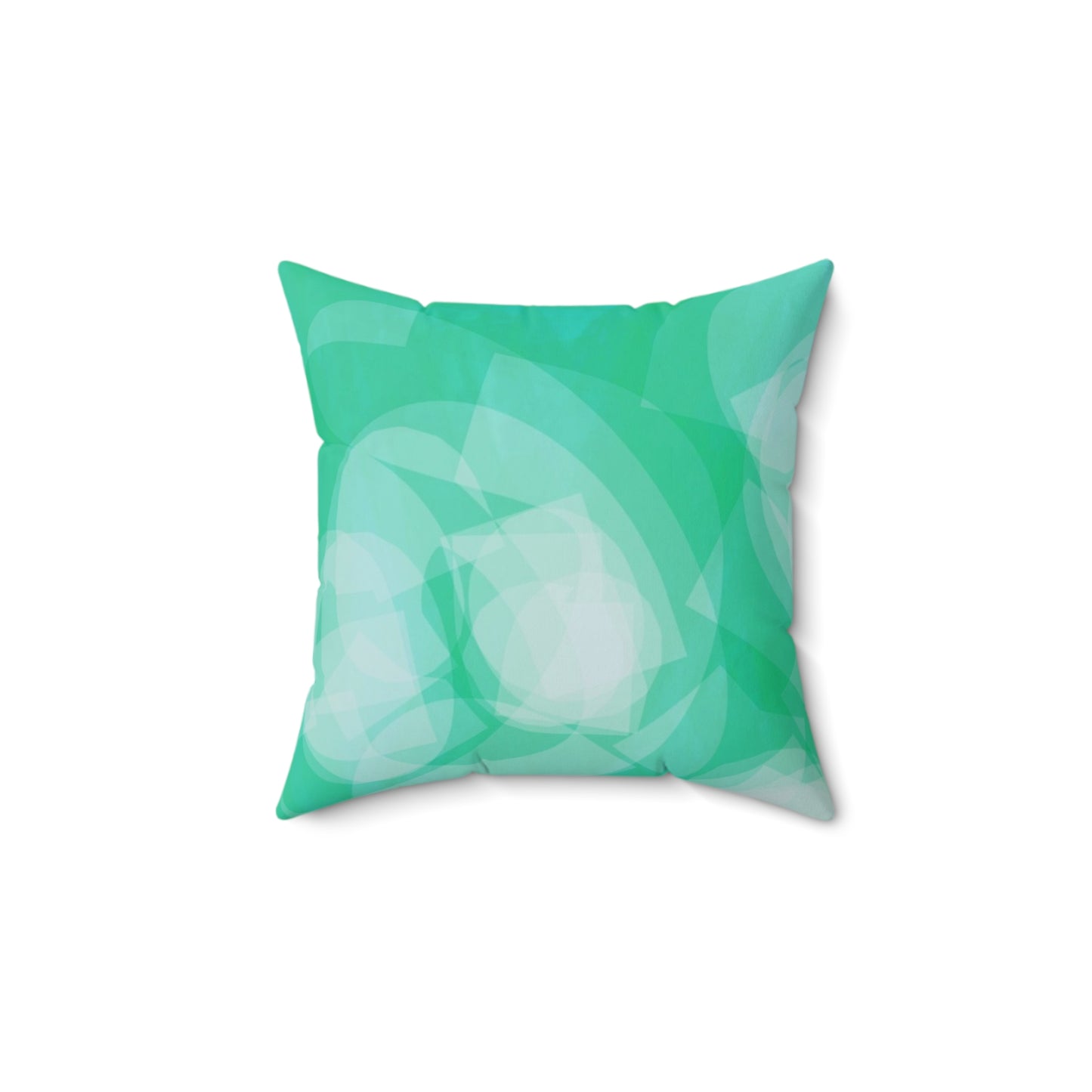 Sharona: Modern Faux Suede Square Pillow - Mint Green Abstract Design