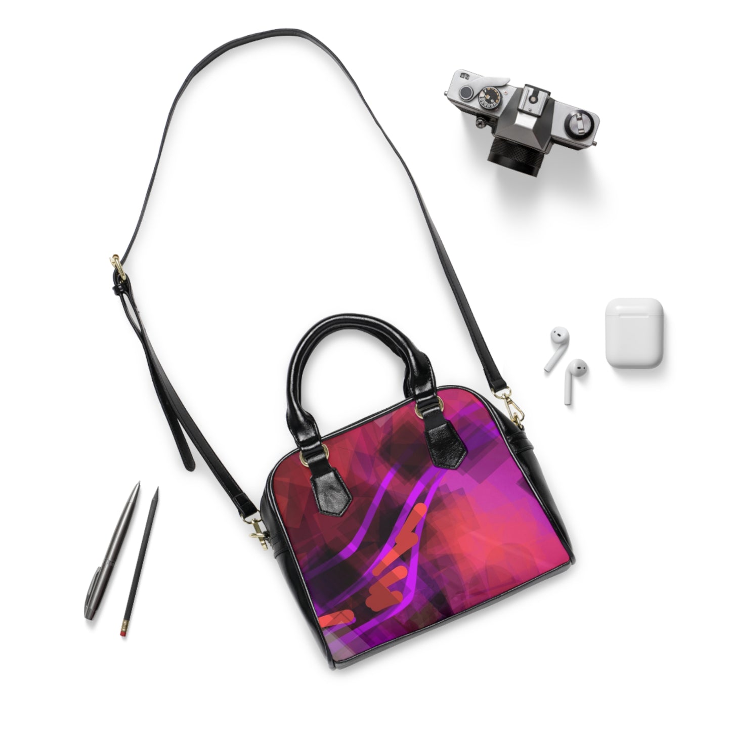 Bo: Vibrant Abstract Shoulder Handbag - Stylish Tote with Colorful Design