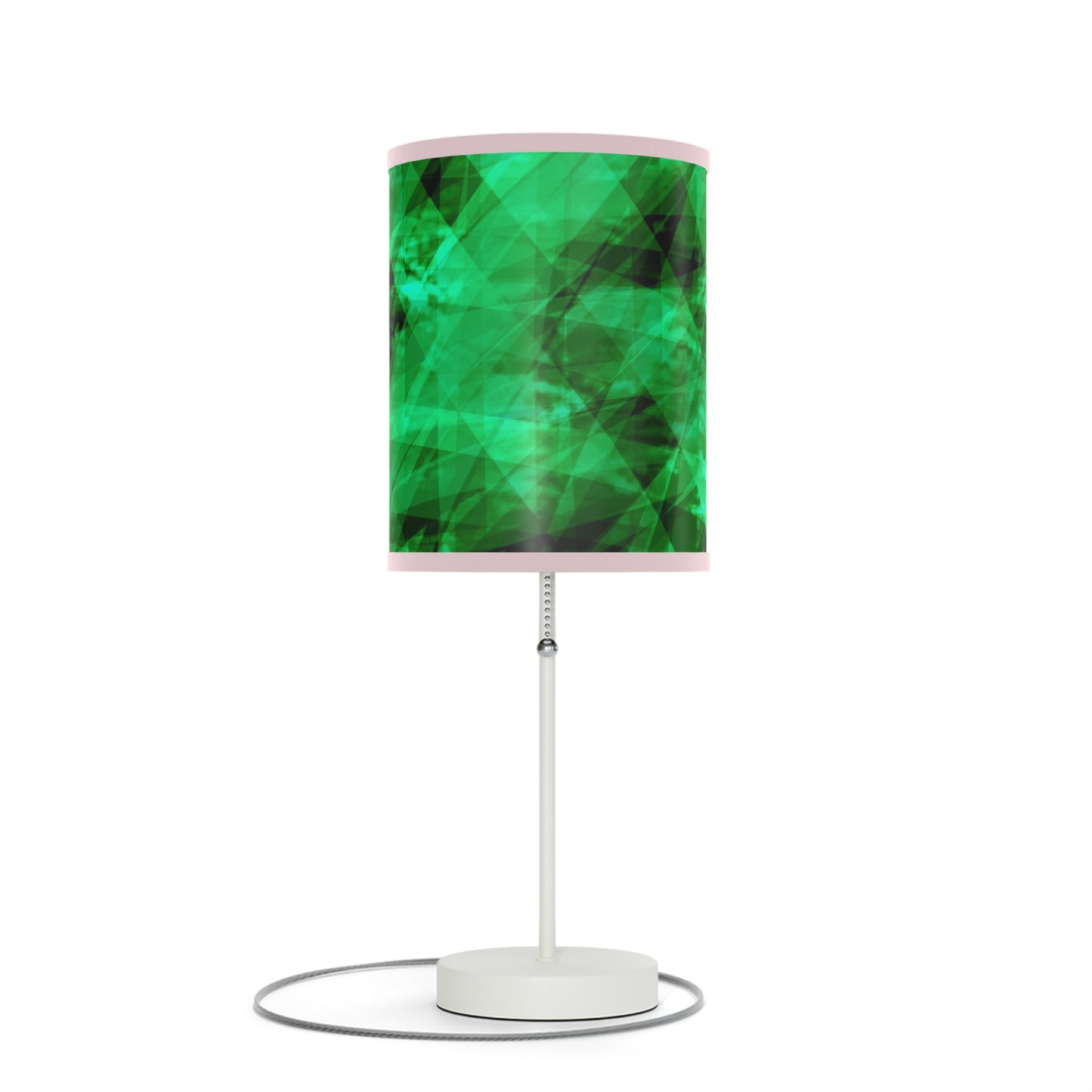 A Gem Aura II: Light Pink Trim Modern Green Geometric Table Lamp, Decorative Lighting, Home Decor, Bedroom Accent, Stylish Gift Idea