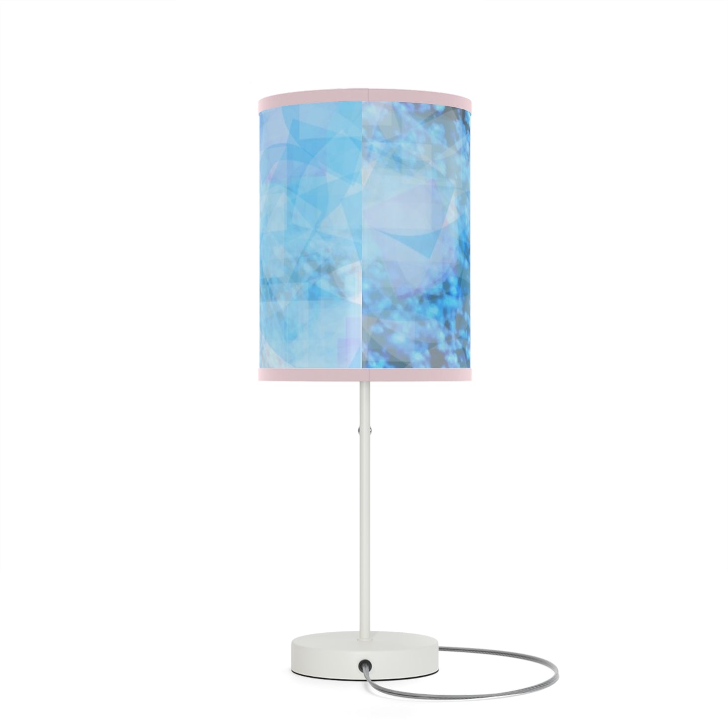 Sapphire Softly: Pink Trim; Modern Blue Abstract Table Lamp - Stylish Lighting for Home Decor