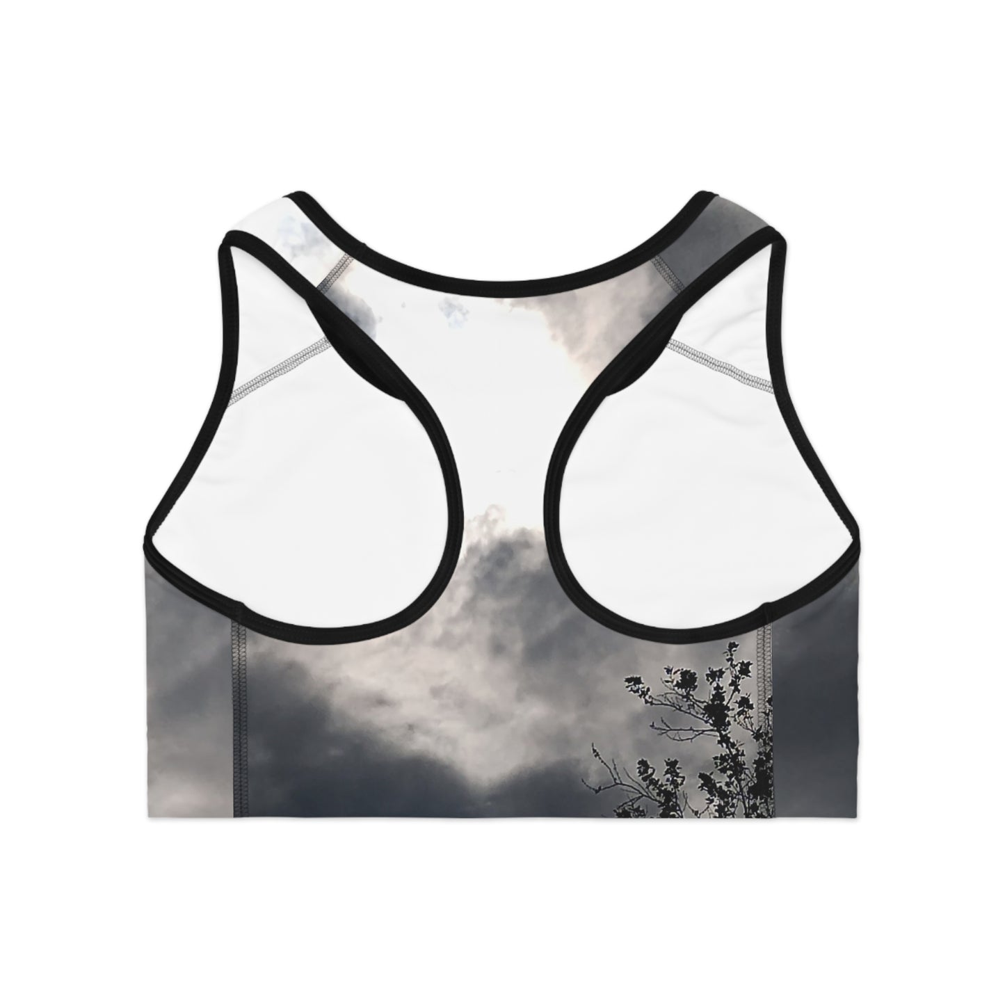 Storm: Cloudy Sky Sports Bra, Fitness Apparel, Workout Gear, Yoga Top, Activewear, Gifts for Her, AOP Bra