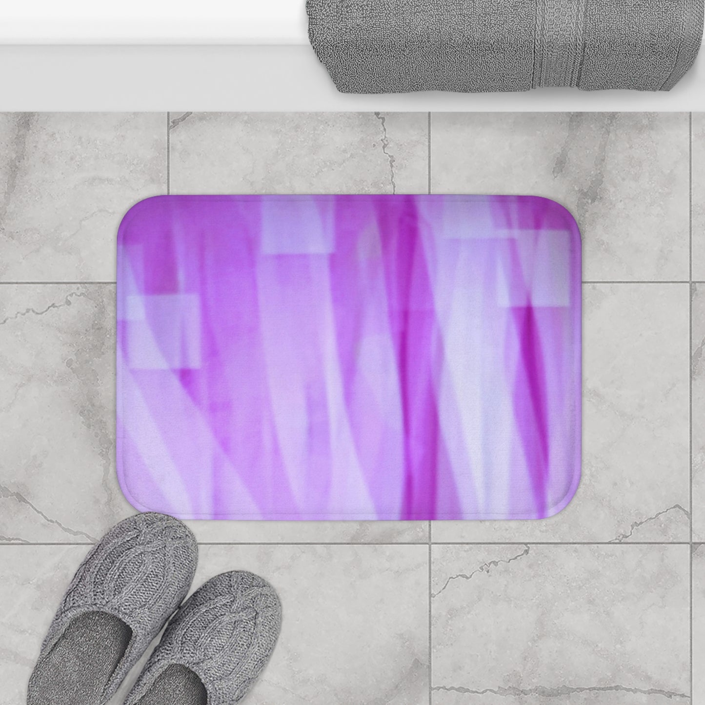 Amethyst Waves: (24"x17") Stylish Purple Bathmat - Soft, Durable, Non-Slip, Spa-like Comfort for Your Bathroom, Perfect Gift for Homeowners, Relaxing Decor