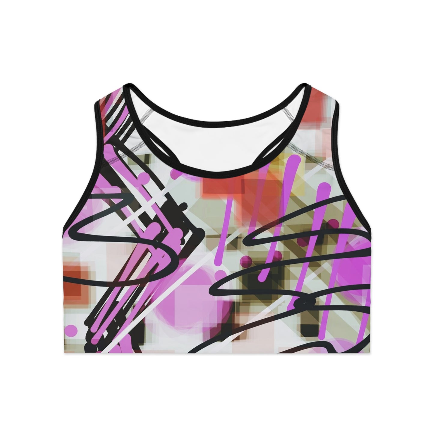 Annabella: Abstract Colorful Sports Bra - Motivational Athletic Wear for Active Women