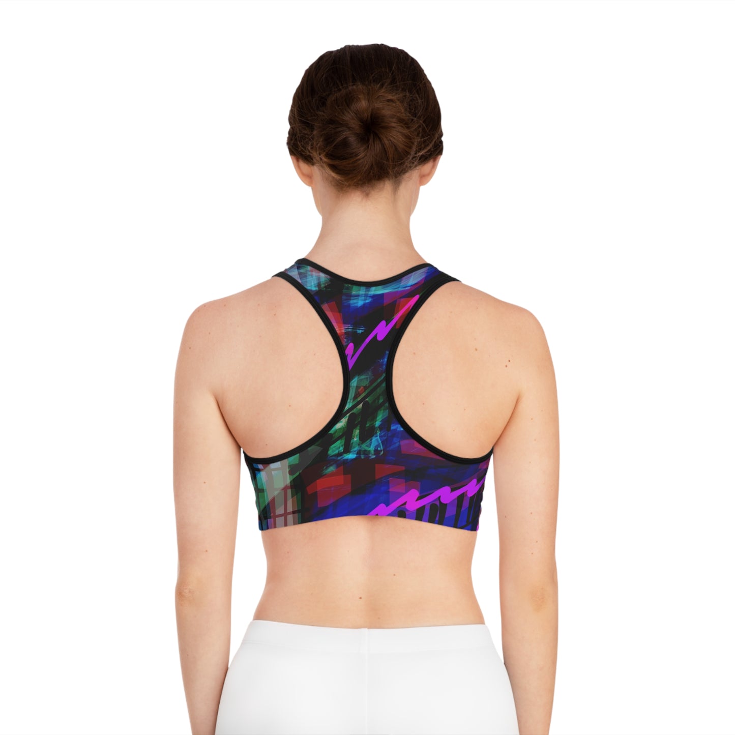 Marianne: Vibrant Abstract Sports Bra for Yoga & Workout