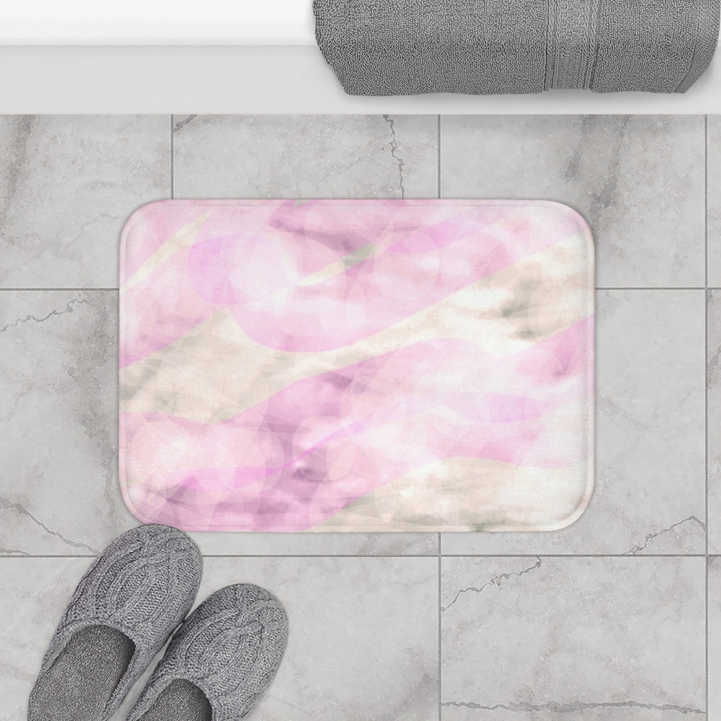You're a Holiday: (24"x17") Soft Pink Bokeh Bathmat, Luxurious Bathroom Rug, Ethereal Home Decor, Non-Slip Mat, Gift for Housewarming
