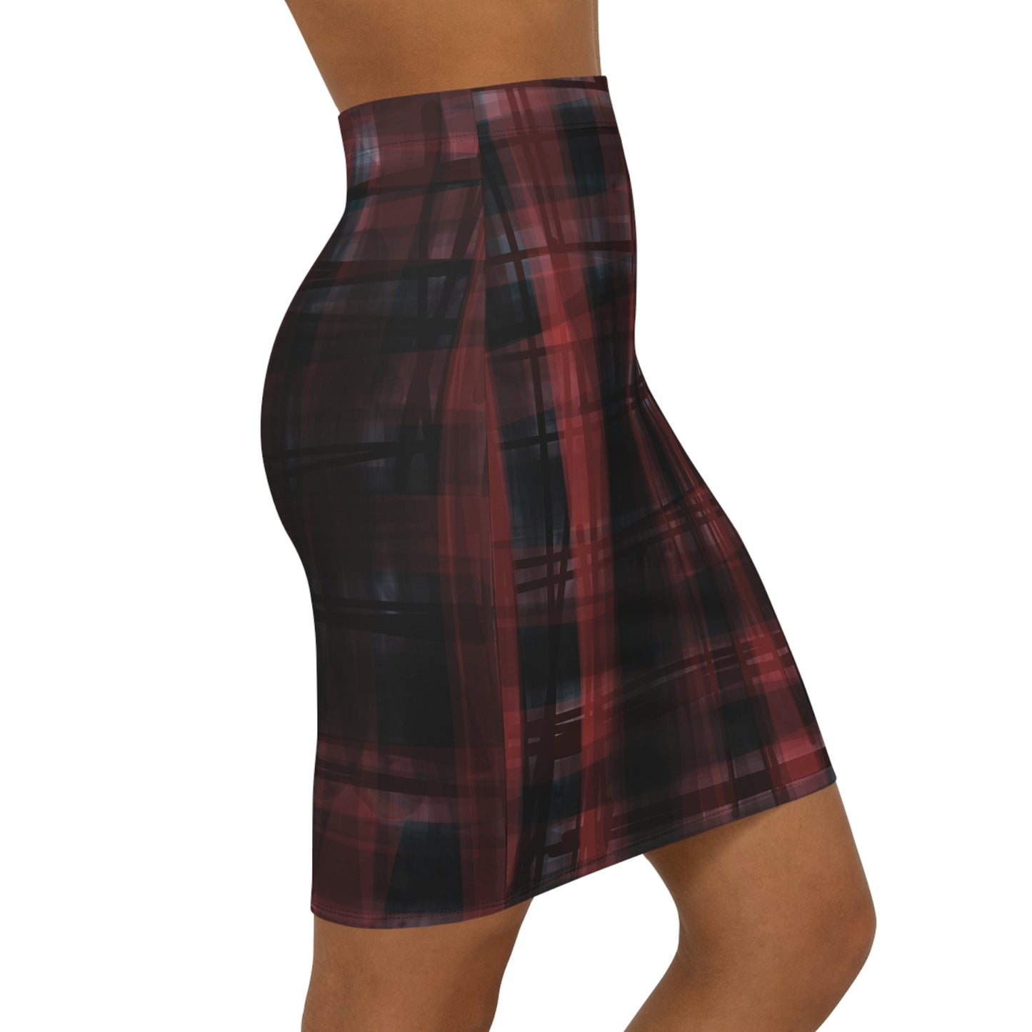 Mechelle: Chic Plaid Mid-Waist Pencil Skirt for Women - Stylish Office & Casual Wear