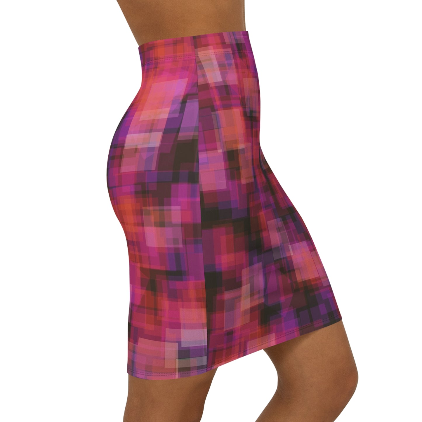 The Look of Love: Vibrant Abstract Midi Pencil Skirt, Trendy Fashion Skirt, Stylish Office Outfit, Party Wear, Women's Clothing, Colorful Apparel