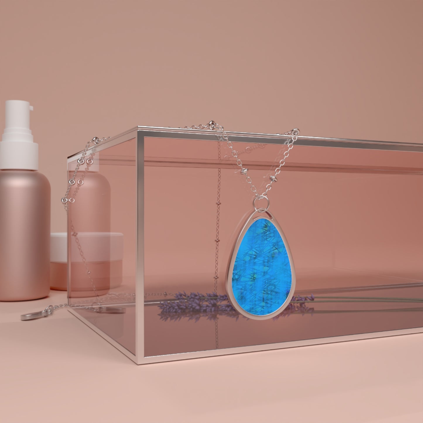 Carmen: Elegant Oval Necklace – Dazzling Teal Teardrop Pendant for Every Occasion