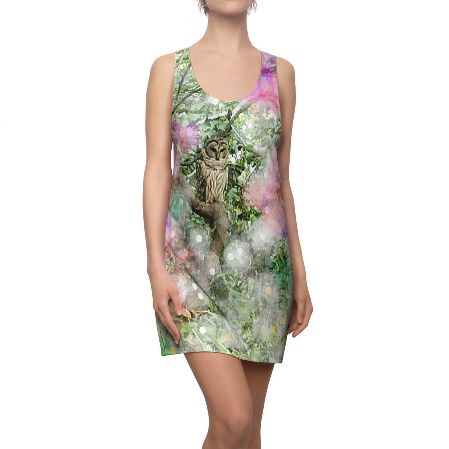 Woodland Owl: Women's Cut & Sew Racerback Dress (AOP)