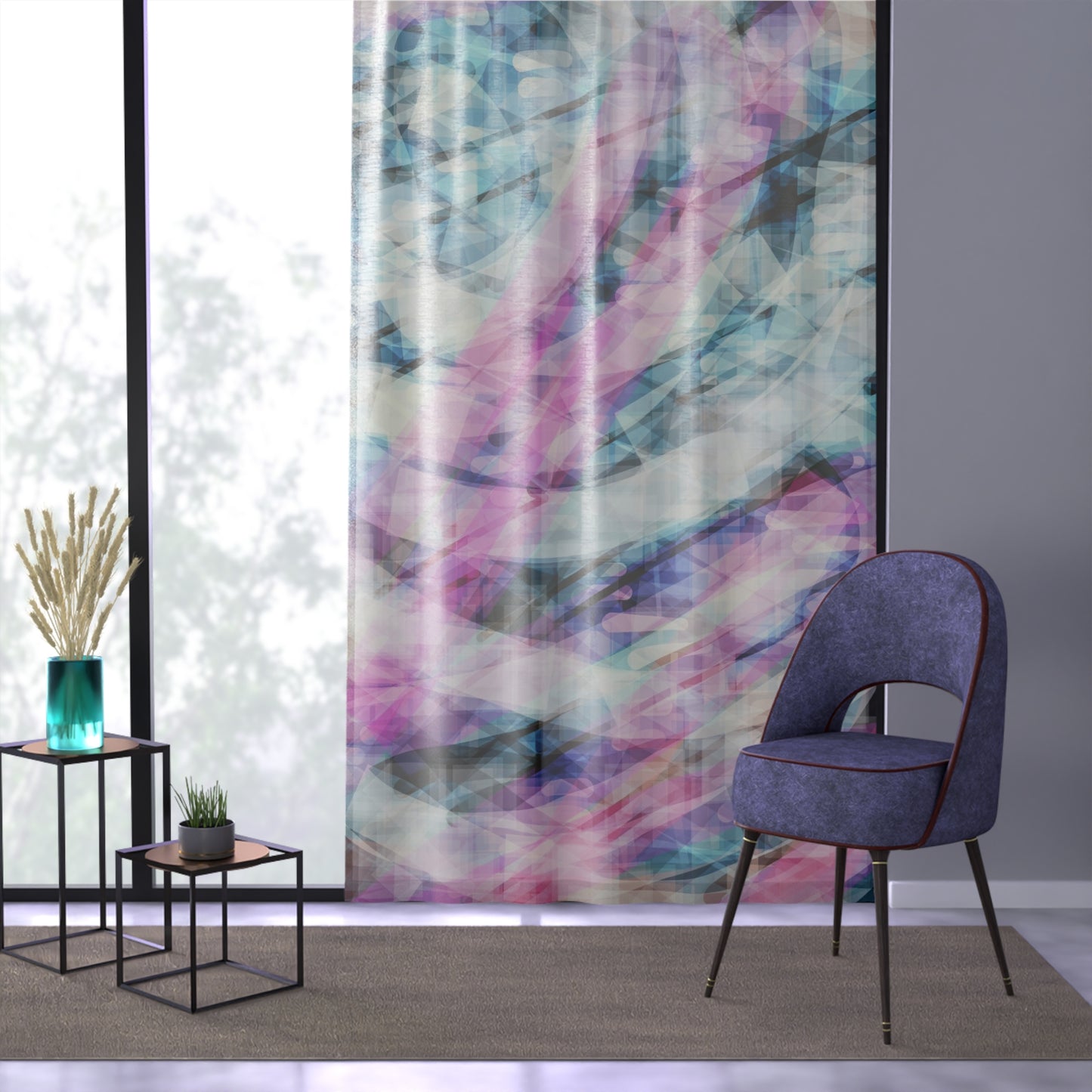Wild Divine: Vibrant Abstract Window Curtain, Colorful, Serene, Ethereal Home Decor, Modern Window Treatment, Bohemian Style, Living Room Curtains