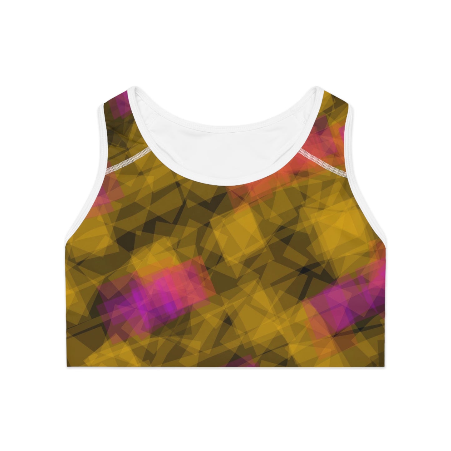 Bom I: WH Trim Vibrant Geometric Sports Bra for Active Lifestyle