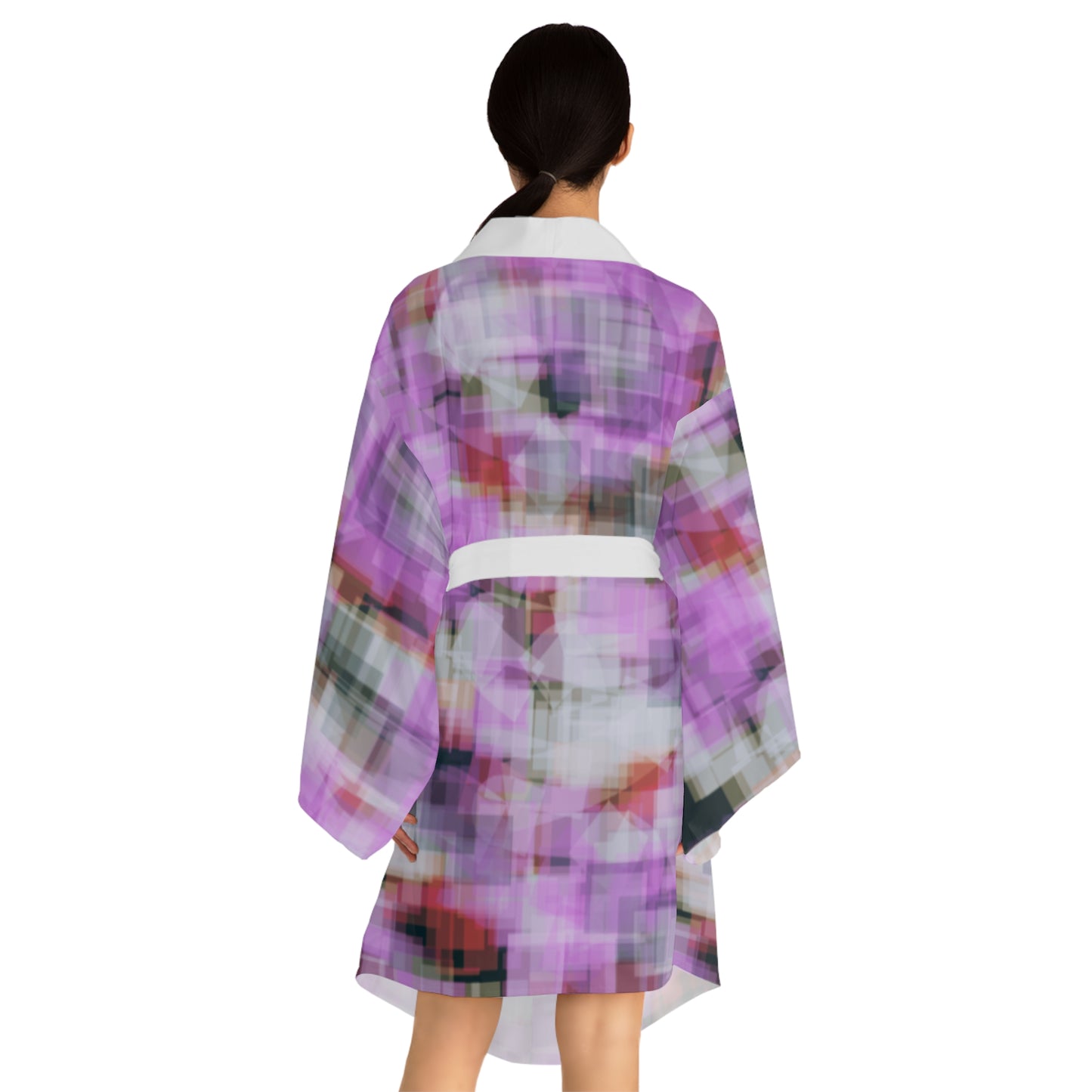 Edie: Abstract Floral Long Sleeve Kimono Robe for Cozy Days