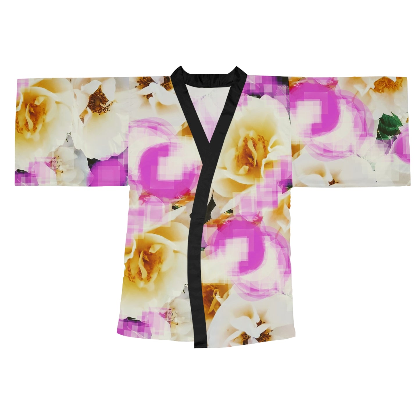 Divine Bouquet III: Elegant Floral Long Sleeve Kimono Robe | Perfect for Relaxation and Special Occasions