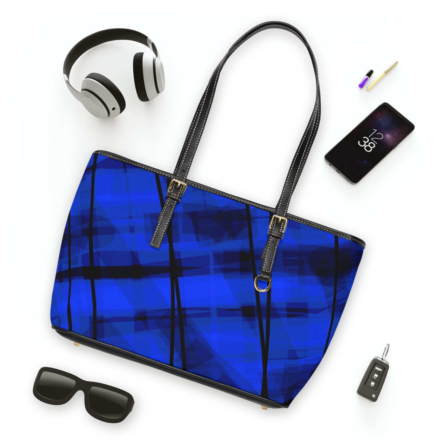 Crazy Sapphire: Stylish Blue PU Leather Shoulder Bag - Modern Tote for Everyday Use