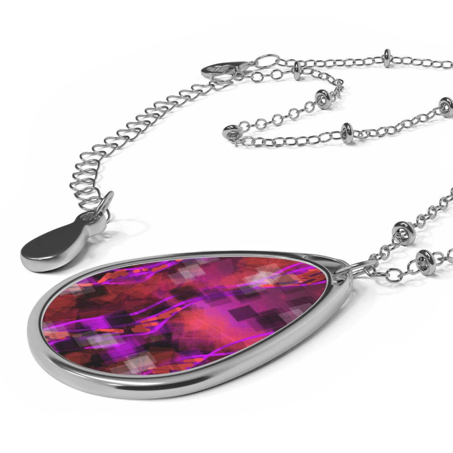 Bo: Elegant Oval Necklace with Colorful Gemstone Look Pendant - Perfect Gift for Her