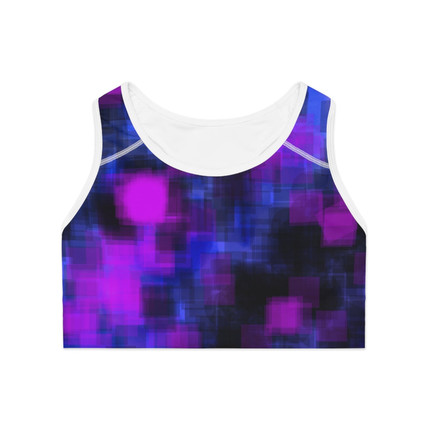True Friend I: WH Trim Vibrant Abstract Sports Bra - Perfect for Workouts and Everyday Wear
