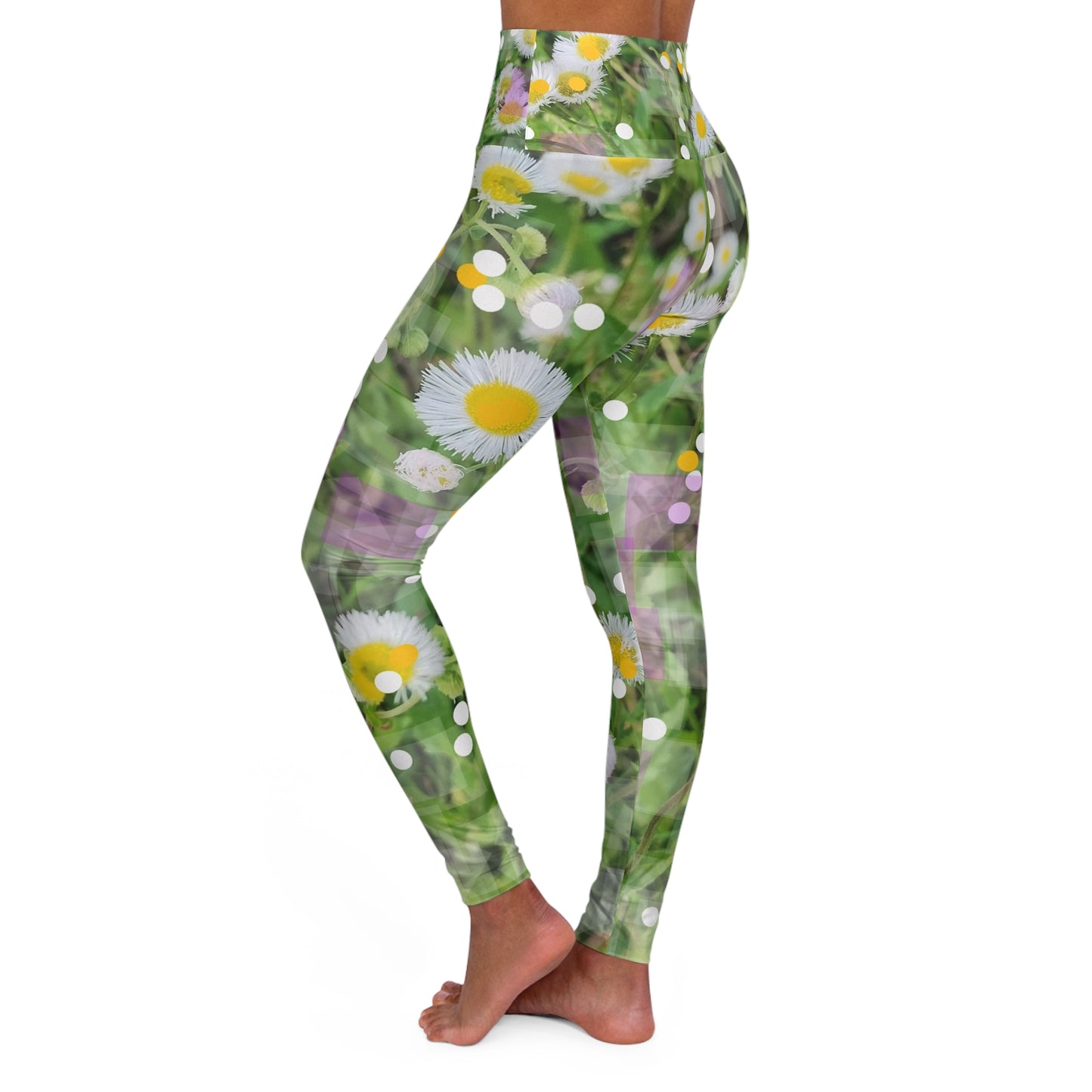 Wildflowers: High Waisted Leggings, Adorable Floral Print, Activewear, Casual Chic Clothing