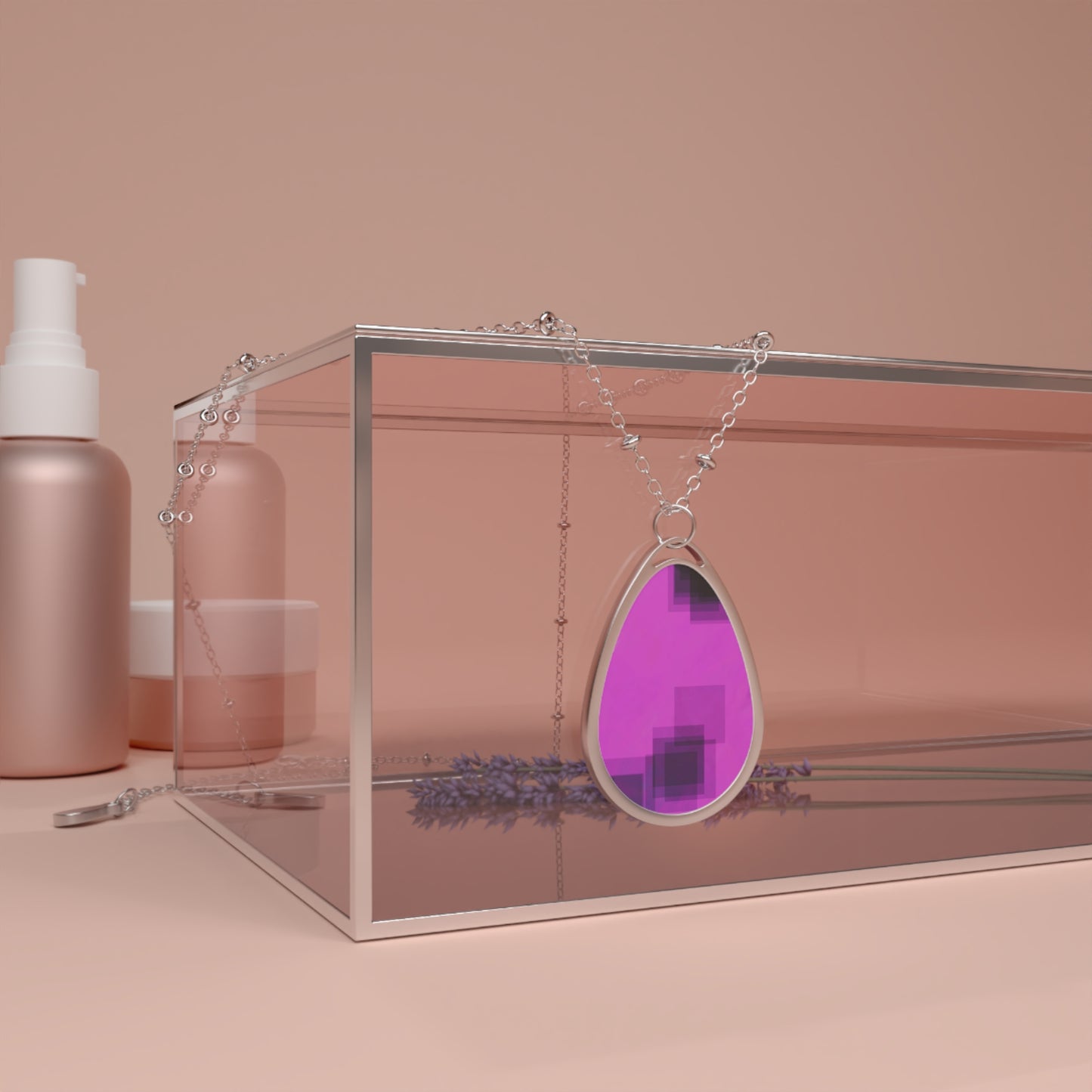 Pink and Black II: Chic Stylish Oval Necklace, Simple Touch Accent, Minimalist Jewelry, Modern Pendant, Gift for Her, Unique Accessory, Elegant Necklace