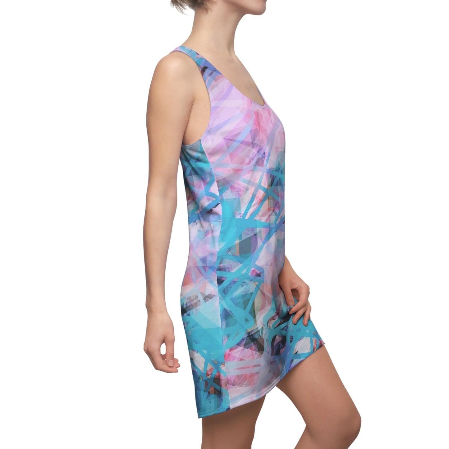A Little Patience: Pastel Abstract Women's Racerback Dress - Perfect for Summer, Festivals, Beachwear, Casual Outings, and Celebrations