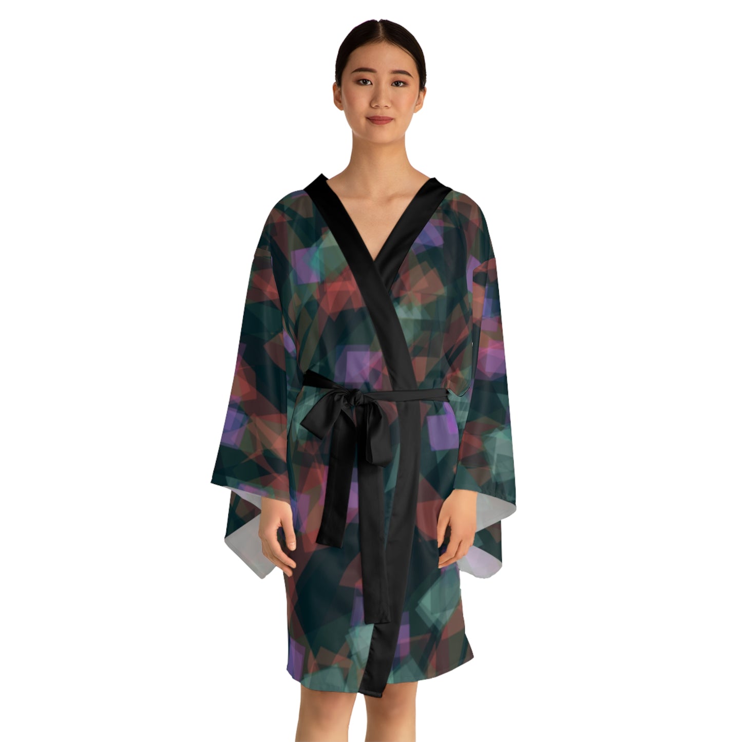 Jean: Elegant Long Sleeve Kimono Robe with Abstract Design | Perfect for Relaxation, Spa Days & Special Occasions