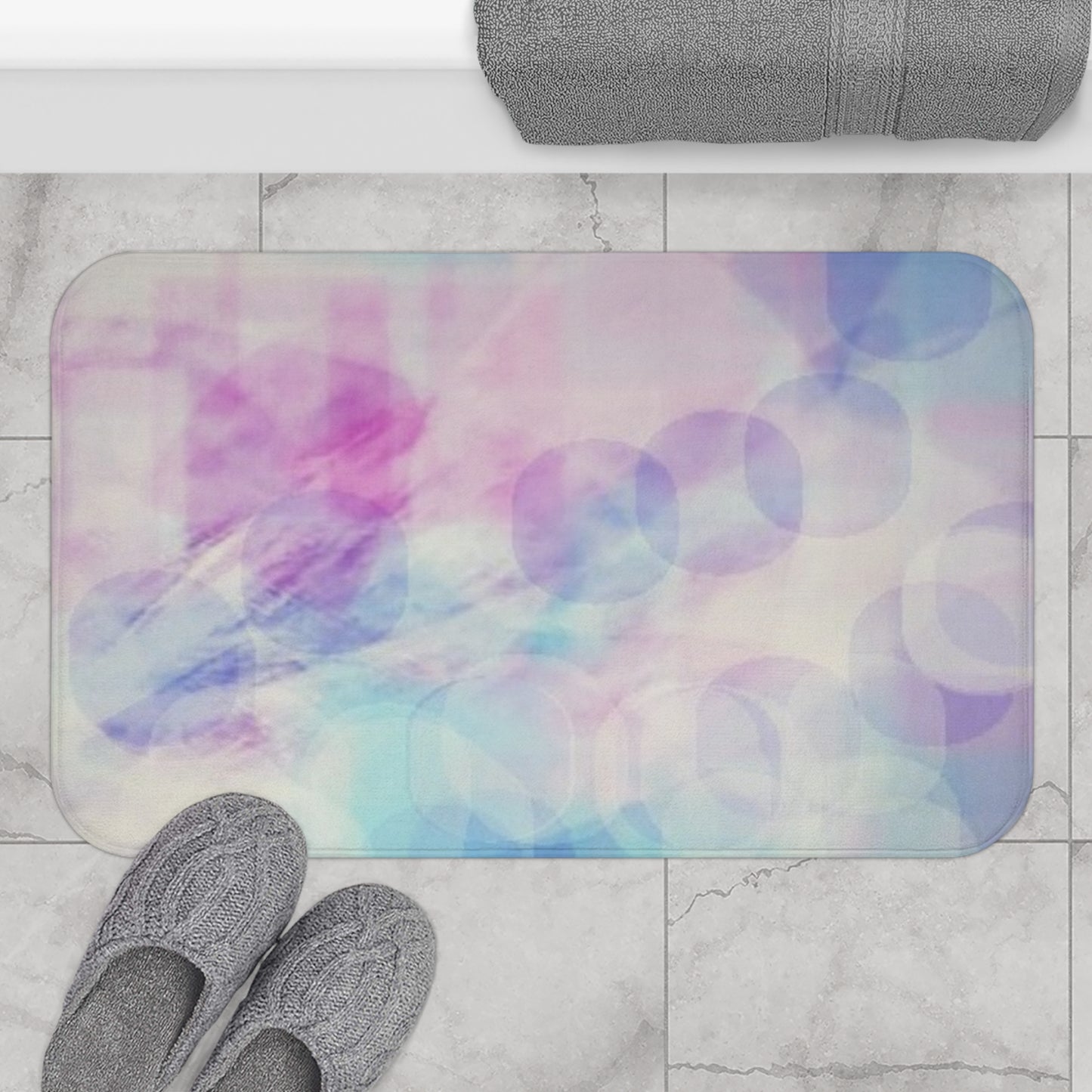 Paradis: (34"x21") Dreamy Pastel Bathmat, Soft Bathroom Rug, Abstract Design, Cozy Home Decor, Gift for Her, Spa Inspired, Spring Refresh