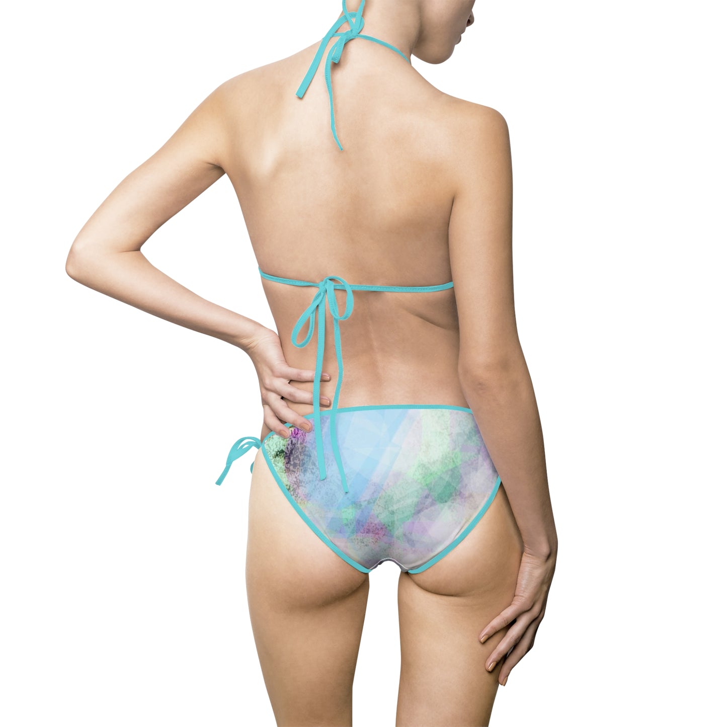 Bliss Rays III: Light Blue Strings; Ethereal Women's Bikini Swimsuit, Beachwear, Swimsuit for Summer, Pool Party, Tropical Vacation, Abstract Design