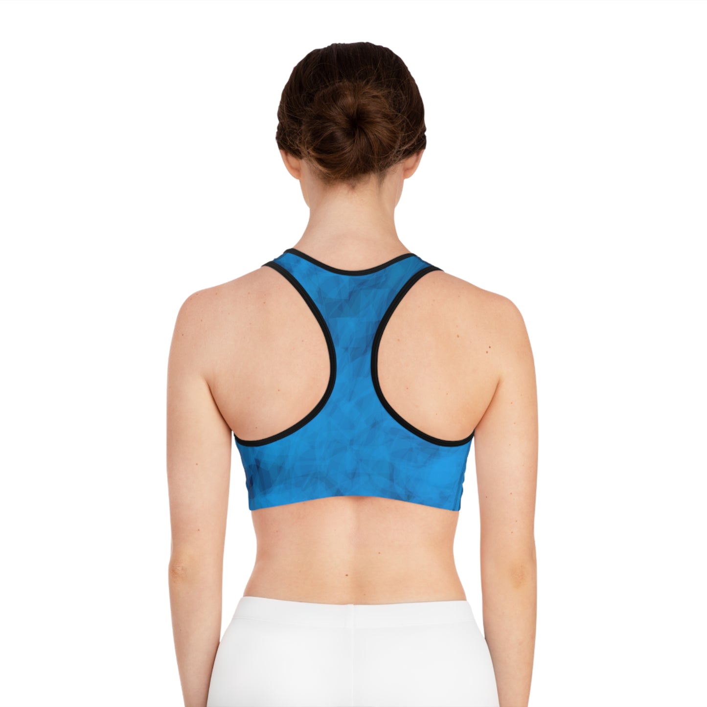 Frances: Blk Trim Ocean Breeze Sports Bra - Comfortable Activewear for Fitness Enthusiasts