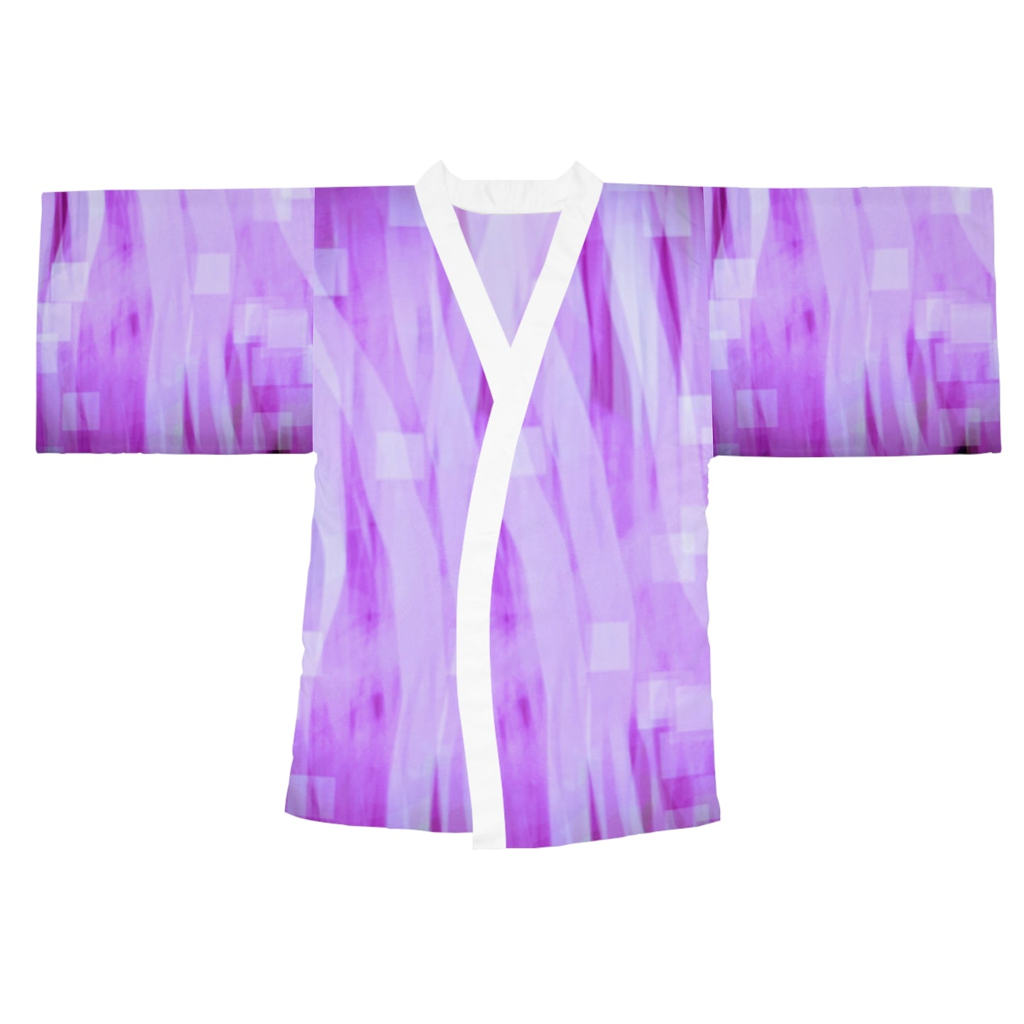 Amethyst Waves: Ethereal Purple Long Sleeve Kimono Style Robe, Boho Kimono, Cozy Lounge Wear, Unique Gift for Her, Casual Home Attire, Stylish Bathrobe