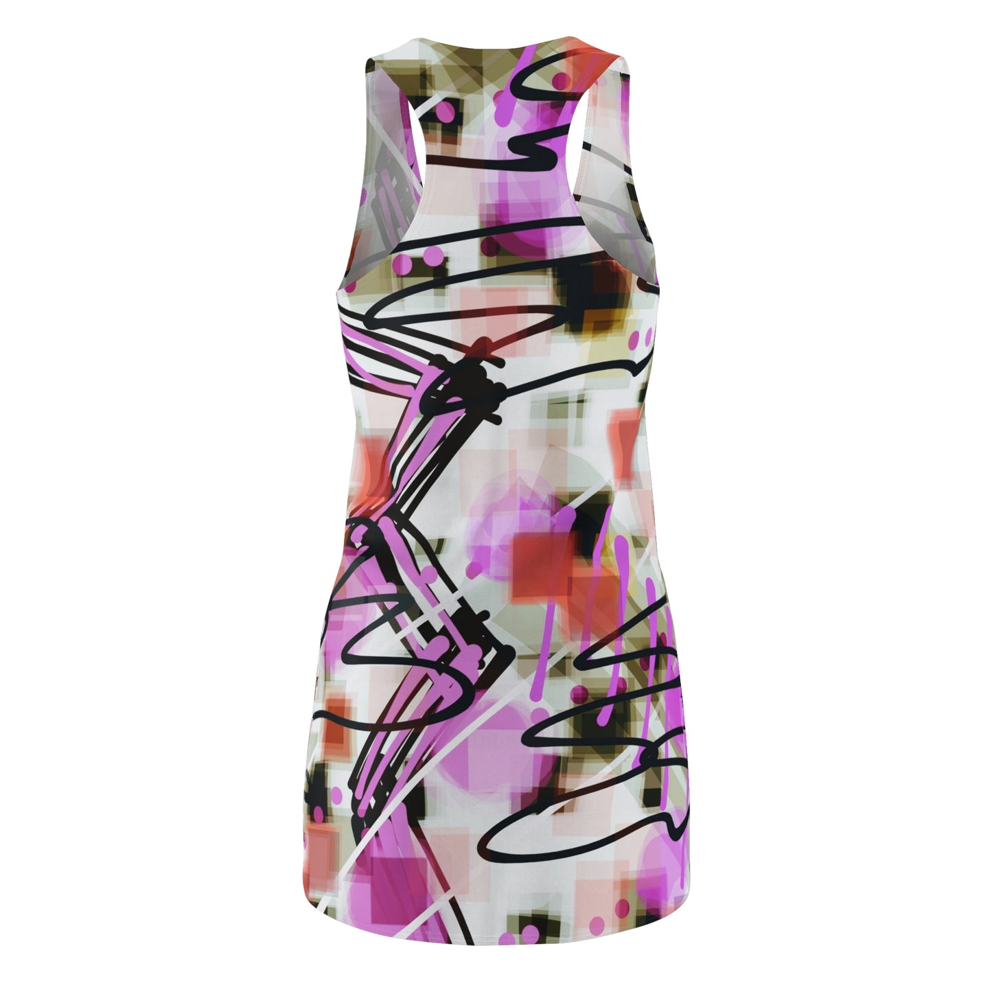 Annabella: Abstract Art Women's Racerback Dress - Stylish & Playful Summer Wear
