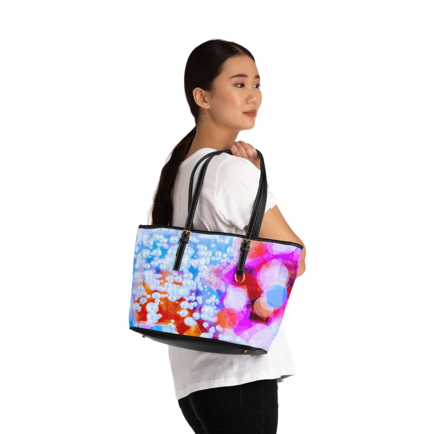 Effervescent: Vibrant PU Leather Shoulder Bag - Colorful Bubble Design