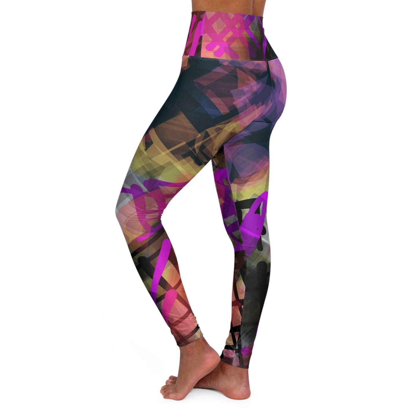 Spray Paint: Vibrant High Waisted Leggings - Playful Abstract Design, Chic Streetwear