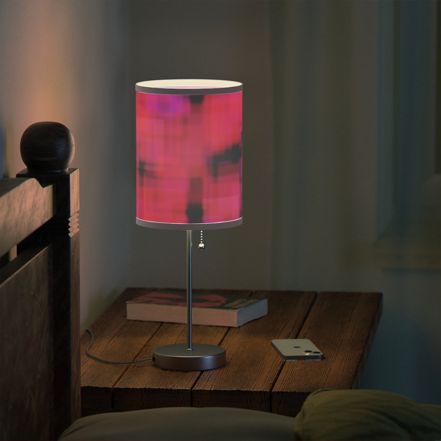 Amaltheia: Pink Trim Vibrant Modern Table Lamp, Bedroom Decor, Nightstand Lamp, Colorful Lighting, Home Accent, Artful Illumination