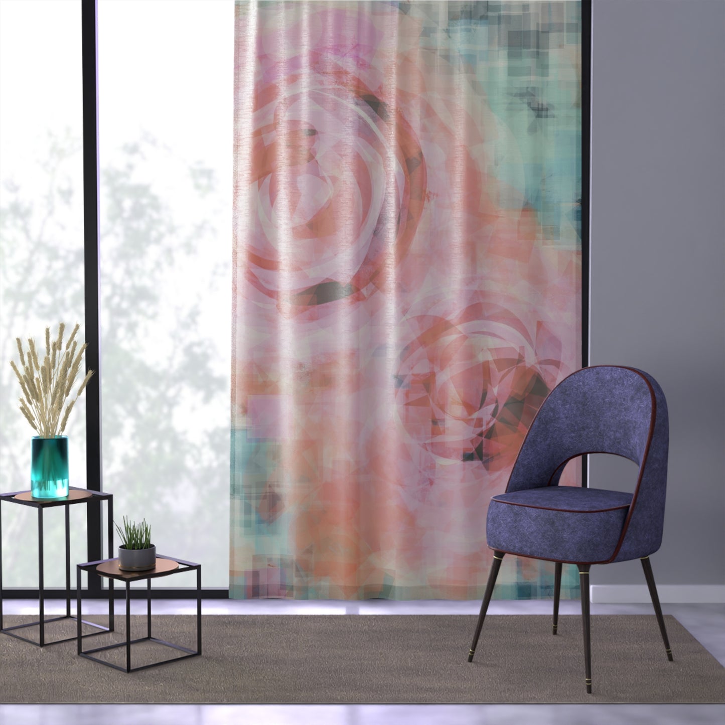 Lana: Floral Abstract Window Curtain for Vibrant Home Décor