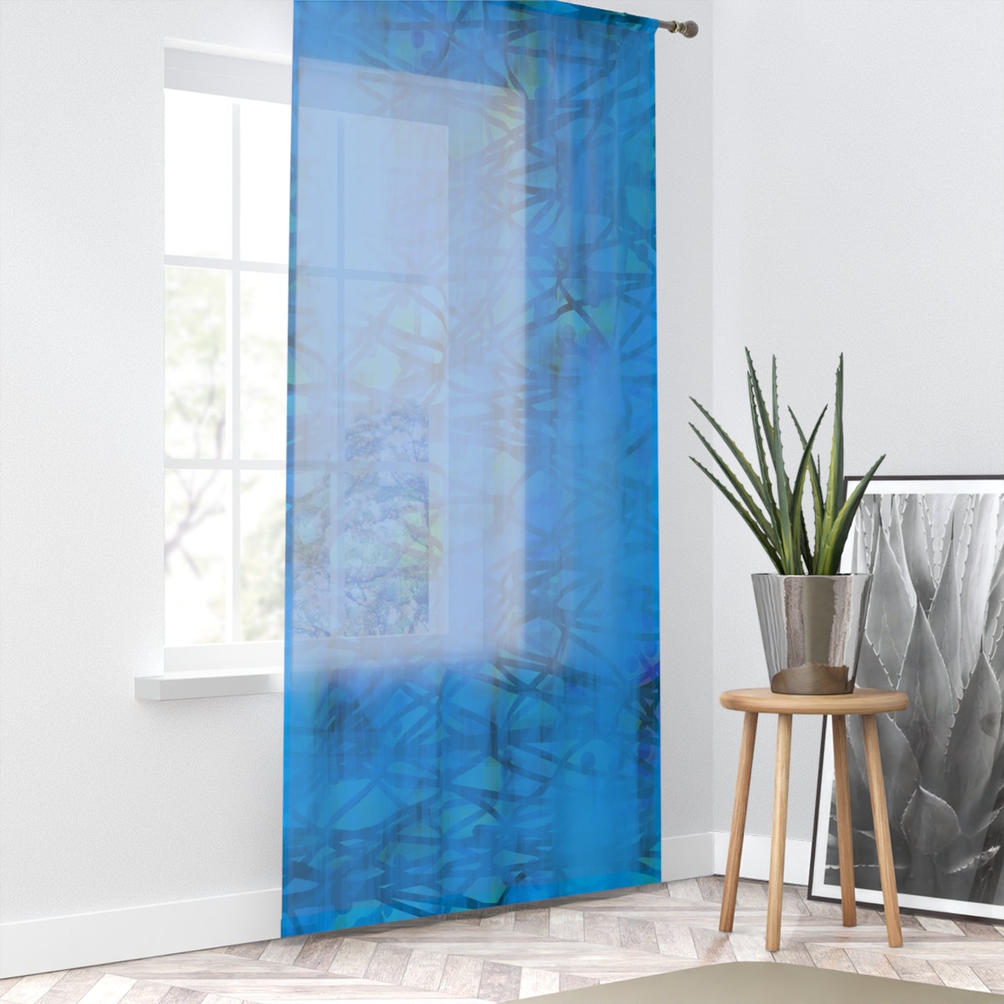 Carmen: Tranquil Blue Window Curtain for Living Room Decor