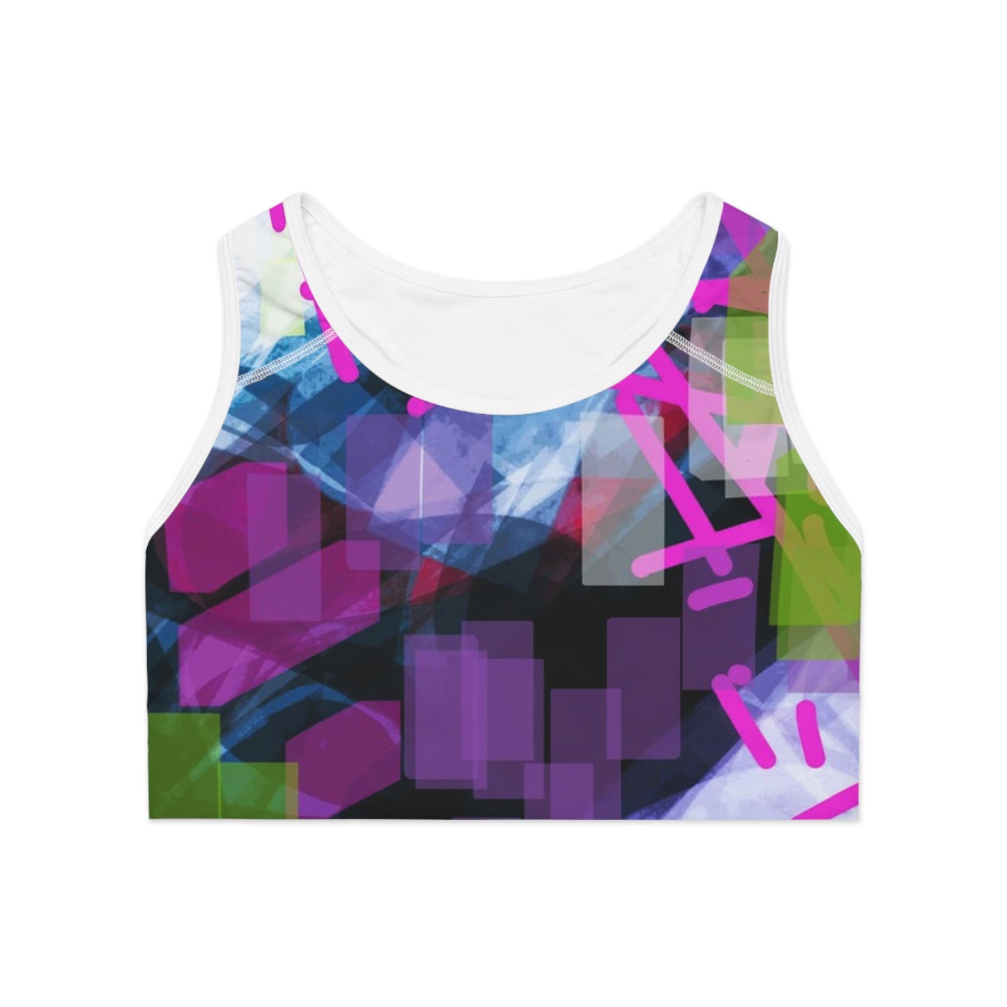 Aether II: WH Trim; Vibrant Graphic Sports Bra, Athletic Crop Top, Workout Gear, Colorful Activewear, Fitness Apparel, Gym Fashion
