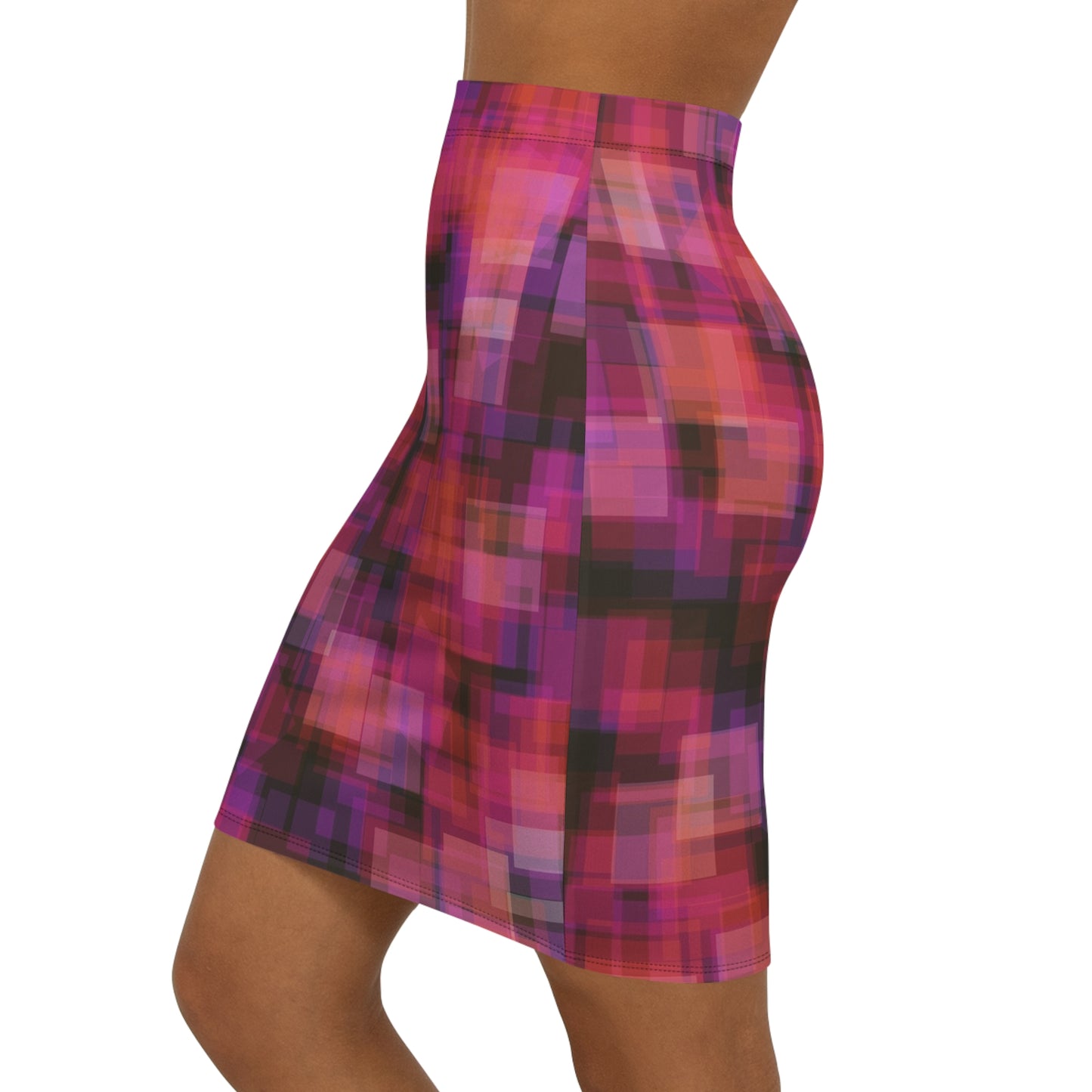 The Look of Love: Vibrant Abstract Midi Pencil Skirt, Trendy Fashion Skirt, Stylish Office Outfit, Party Wear, Women's Clothing, Colorful Apparel