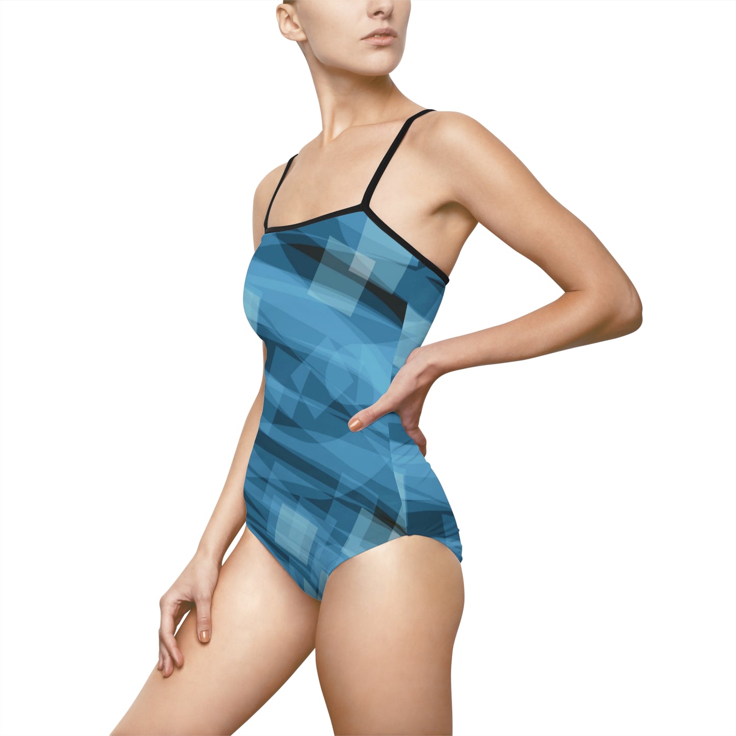 Trinity: Soft Mysterious Blue Hues - Women's One-piece Swimsuit, Swimwear for Beach Days, Summer Good Vibes, Vacation Essentials, Hip Swim Fashion
