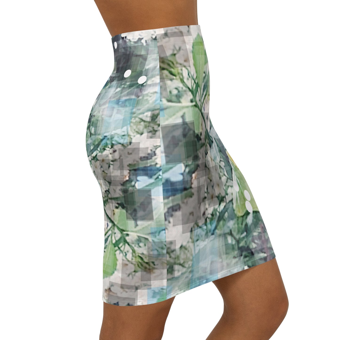Blossomi: Women's Mid-Waist Pencil Skirt (AOP)