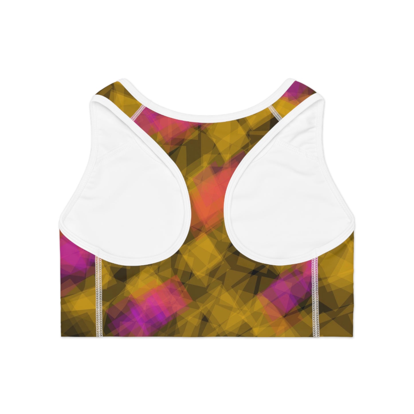 Bom I: WH Trim Vibrant Geometric Sports Bra for Active Lifestyle