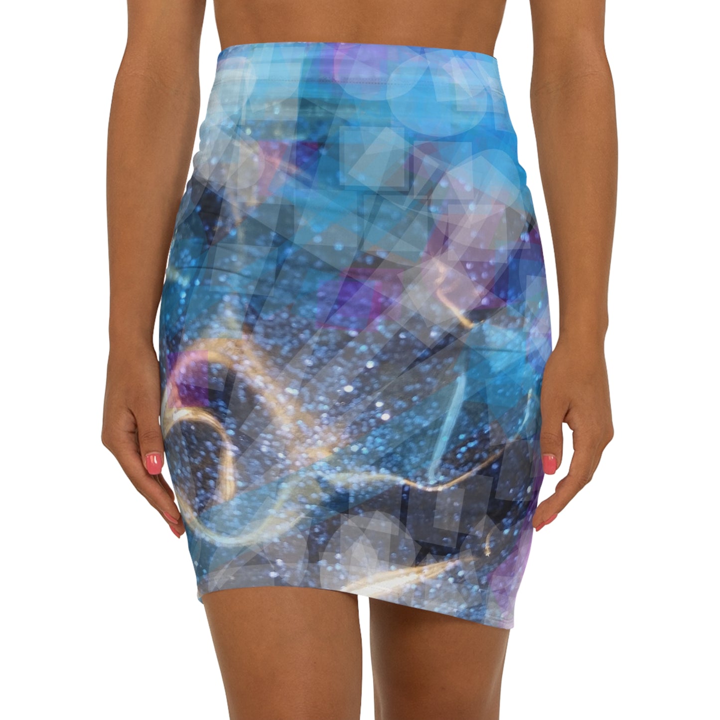 Sapphire Fuel: Women's Mid-Waist Pencil Skirt (AOP)