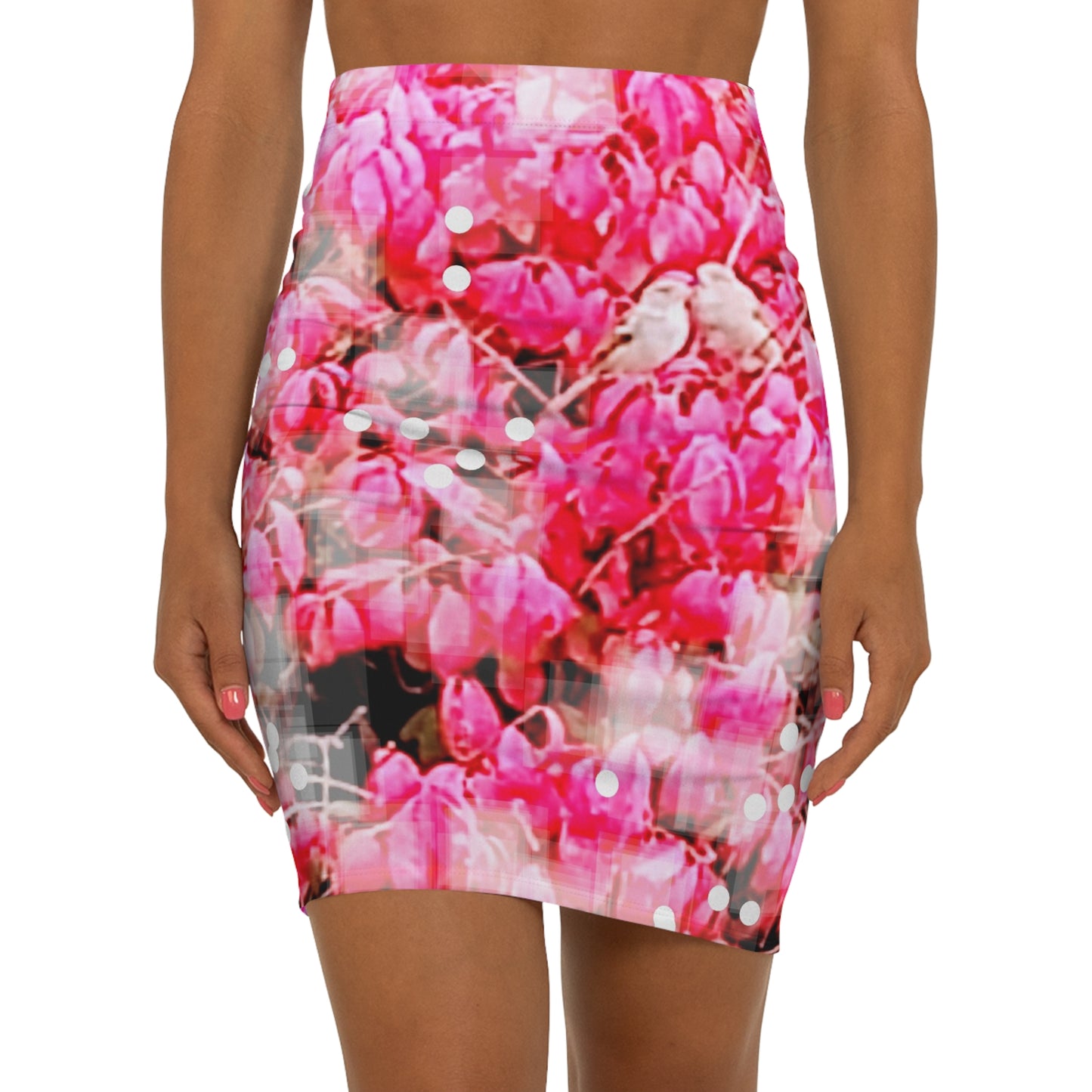 Sweet Birds: Women's Mid-Waist Pencil Skirt (AOP)