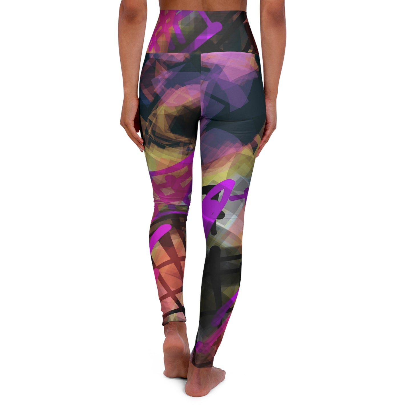 Spray Paint: Vibrant High Waisted Leggings - Playful Abstract Design, Chic Streetwear