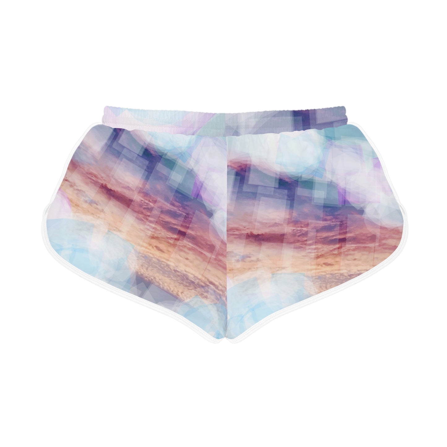 Andromeda: Women's Relaxed Beach Shorts - Colorful Abstract Design for Summer Vibes