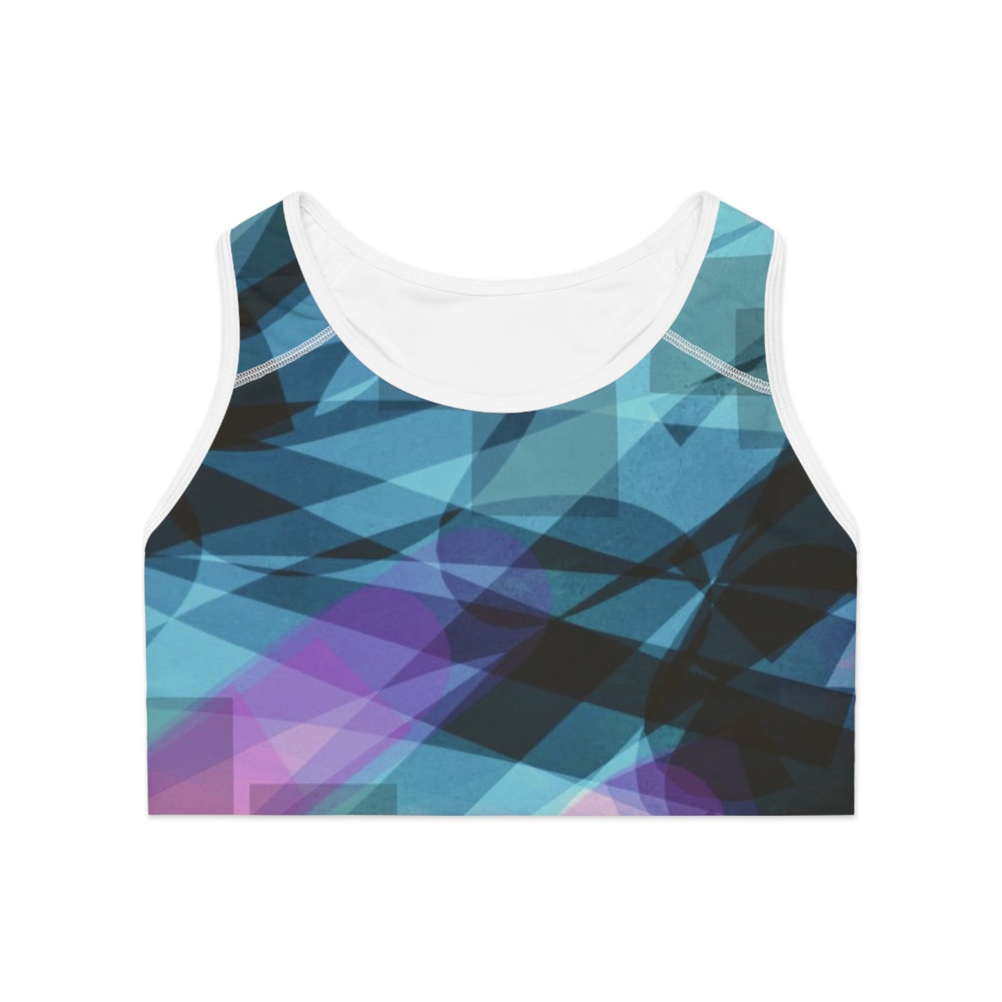 Yvonne I: WH Trim; Abstract Fresh Vibes Stylish Sports Bra, Athletic Wear, Fitness Gear, Workout Apparel, Gym Top, Activewear Layering